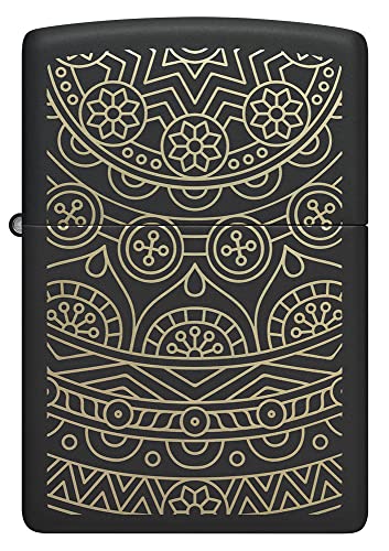 Zippo Sturmfeuerzeug - Gold Ornate Pattern - Black Matte Finish, Lasergravur - Nachfüllbar - Wiederverwendbar - Windfestes Design - Geschenkbox - Made in USA von Zippo