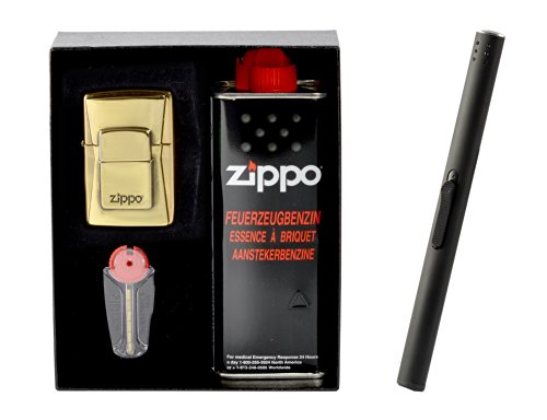 Zippo Golden Lighter Emblem im Geschenkset inkl. Stabfeuerzeug von Zippo