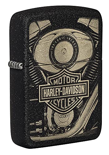 Zippo - Harley Davidson, Photo Image -1941 Replica Black Crackle - Sturmfeuerzeug, nachfüllbar, in hochwertiger Geschenkbox, 49468, Einheitsgröße von Zippo