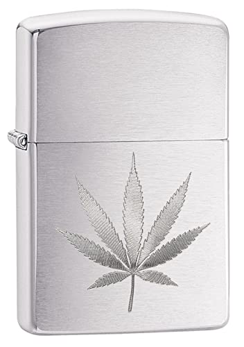 Zippo – Leaf Design Engraved, Chrome Brushed – Benzin Sturm-Feuerzeug, nachfüllbar, in hochwertiger Geschenkbox 29587 Normal Silber von Zippo