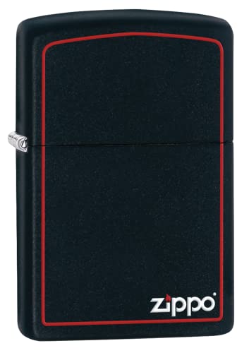 Zippo Original Feuerzeug Black Matte with Border & Logo von Zippo