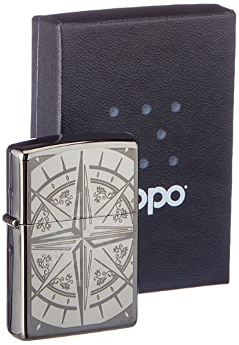 Zippo PL Compass 60001008 Feuerzeug, Messing, Schwarz, 1 x 3,5 x 5,5 cm von Zippo