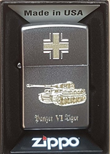 Zippo Panzer VI Tiger - Satin Finish - Diamantgravur Sturmfeuerzeug, Chrom, Silber, 5.8 x 3.8 x 1.8 cm, 1 Einheiten von Zippo