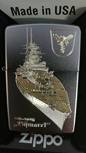 Zippo Schlachtschiff Bismarck - Satin Finish - Diamantgravur Sturmfeuerzeug, Chrom, Silber, 5.8 x 3.8 x 1.8 cm von Zippo