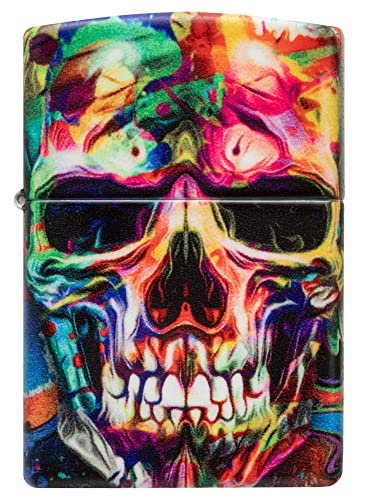 Zippo Sturmfeuerzeug - Abstract Skull - 540 Color Druck auf White Matte Finish - Nachfüllbar - Wiederverwendbar - Windfestes Design - Geschenkbox - Made in USA von Zippo