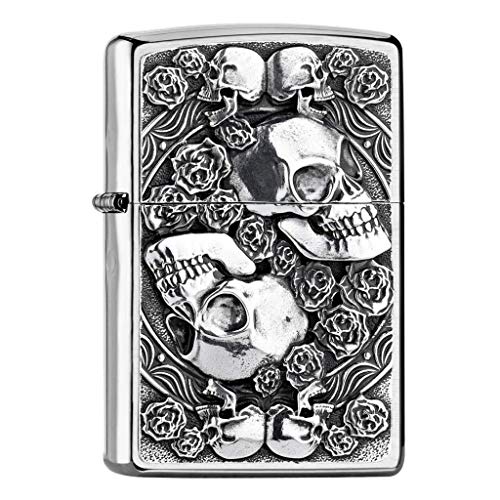 Zippo Feuerzeug Skull and Roses ROSES-200-Zippo Collection 2019-2005891-49,95 €, Silber, smal von Zippo