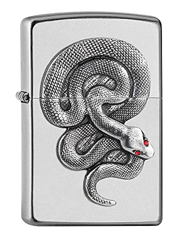 Zippo - Snake, Emblem -Satin Chrome - Sturmfeuerzeug, nachfüllbar, in hochwertiger Geschenkbox, 205-27380, Silber, Einheitsgröße von Zippo