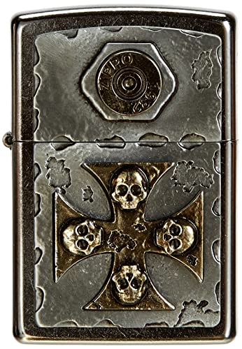 Zippo 15190 Sturmfeuerzeug 2004746 EMBLEM-LIGHTER VINTAGE STYLE WITH SKULL-CROSS , 5.8 x 3.8 x 2.0 cm von Zippo