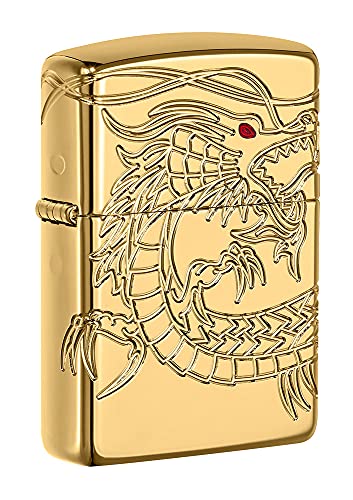 Zippo 60000685 Jim Beam Feuerzeug, Chrom, Armor High polish Gold Plate with Epoxy Inlay (Dragon Multi Cut), 6 x 4 x 2 cm von Zippo