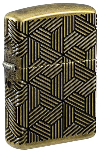 Zippo Sturmfeuerzeug - Art Deco Pattern, Armor Antique Brass, MultiCut - Nachfüllbar - Wiederverwendbar - Windfestes Design - Geschenkbox - Made in USA von Zippo