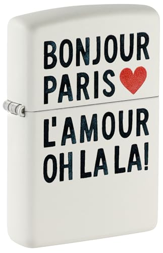 Zippo Sturmfeuerzeug - Bonjour, White Matte, Color Image - Nachfüllbar - Wiederverwendbar - Windfestes Design - Geschenkbox - Made in USA von Zippo