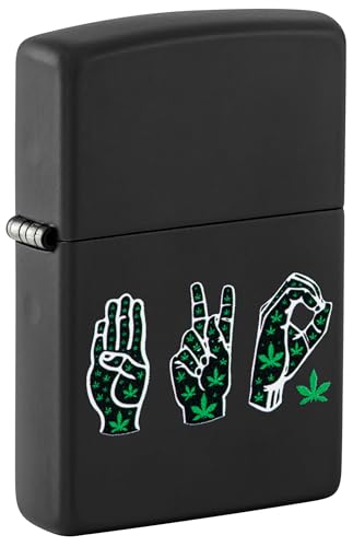 Zippo Sturmfeuerzeug - Cannabis, Black Matte, Color Image - Nachfüllbar - Wiederverwendbar - Windfestes Design - Geschenkbox - Made in USA von Zippo