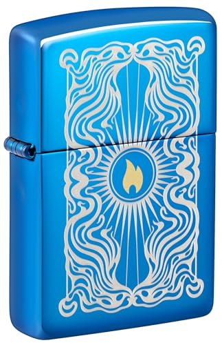 Zippo Sturmfeuerzeug - Fancy Flame, High Polish Blue, 360° Laser Two-Tone - Nachfüllbar - Wiederverwendbar - Windfestes Design - Geschenkbox - Made in USA von Zippo