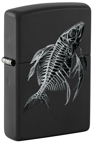Zippo Sturmfeuerzeug - Fish Skeleton, Black Matte, Color Image - Nachfüllbar - Wiederverwendbar - Windfestes Design - Geschenkbox - Made in USA von Zippo