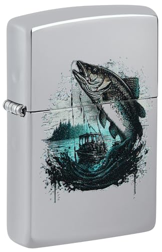 Zippo Sturmfeuerzeug - Fish and Boat, High Polish Chrome, Color Image - Nachfüllbar - Wiederverwendbar - Windfestes Design - Geschenkbox - Made in USA von Zippo