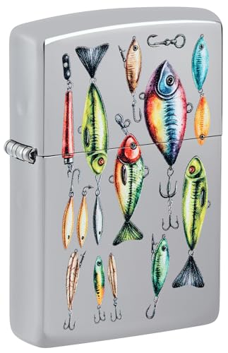 Zippo Sturmfeuerzeug - Fishing Hooks Design - Nachfüllbar- Geschenkbox - Metall - Made in USA von Zippo
