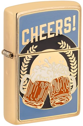 Zippo Sturmfeuerzeug - Foodie Bier, Brushed Brass, Emblem - Nachfüllbar - Wiederverwendbar - Windfestes Design - Geschenkbox - Made in USA von Zippo