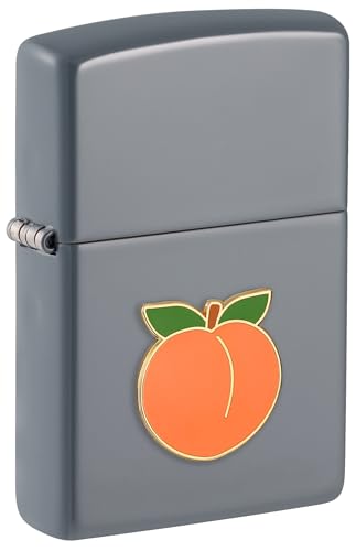 Zippo Sturmfeuerzeug - Foodie Pfirsich, Flat Grey, Emblem - Nachfüllbar - Wiederverwendbar - Windfestes Design - Geschenkbox - Made in USA von Zippo