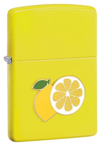 Zippo Sturmfeuerzeug - Foodie Zitrone, Lemon Yellow Matte, Emblem - Nachfüllbar - Wiederverwendbar - Windfestes Design - Geschenkbox - Made in USA von Zippo
