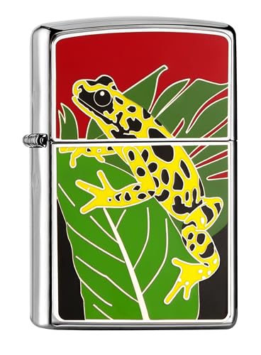 Zippo Sturmfeuerzeug - Golden Poison Frog, High Polish Chrome, Emblem - Nachfüllbar - Wiederverwendbar - Windfestes Design - Geschenkbox - Made in USA von Zippo