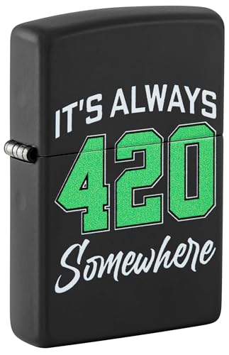 Zippo Sturmfeuerzeug - It's Always 420 Somewhere, Black Matte, Color Image - Nachfüllbar - Wiederverwendbar - Windfestes Design - Geschenkbox - Made in USA von Zippo