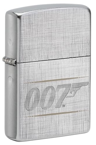 Zippo Sturmfeuerzeug - James Bond BT 007 Gun Logo, Linen Weave, Laser Engrave-Auto Engrave - Nachfüllbar - Wiederverwendbar - Windfestes Design - Geschenkbox - Made in USA von Zippo