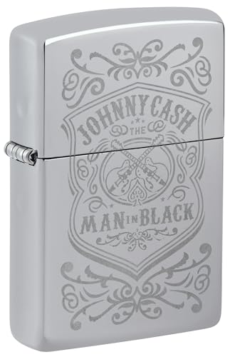 Zippo Sturmfeuerzeug - Johnny Cash, High Polish Chrome, Lustre - Nachfüllbar - Wiederverwendbar - Windfestes Design - Geschenkbox - Made in USA Zippo Sturmfeuerzeug - Johnny Cash, High Polish Chrome, Lustre - Nachfüllbar - Wiederverwendbar - Windfestes Design - Geschenkbox - Made in USA von Zippo