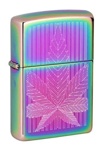 Zippo Sturmfeuerzeug - Raibow Cannabis, Multi Color, Auto Engrave - Nachfüllbar - Wiederverwendbar - Windfestes Design - Geschenkbox - Made in USA von Zippo