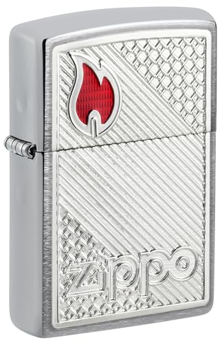 Zippo Sturmfeuerzeug - Red Logo Tiles Pattern, Brushed Chrome, Emblem - Nachfüllbar - Wiederverwendbar - Windfestes Design - Geschenkbox - Made in USA Zippo Sturmfeuerzeug - Red Logo Tiles Pattern, Brushed Chrome, Emblem - Nachfüllbar - Wiederverwendbar - Windfestes Design - Geschenkbox - Made in USA von Zippo