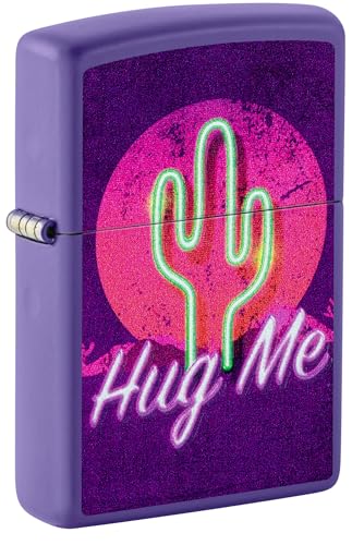 Zippo Sturmfeuerzeug - Retro Cactus, Purple Matte, Black Light - Nachfüllbar - Wiederverwendbar - Windfestes Design - Geschenkbox - Made in USA von Zippo