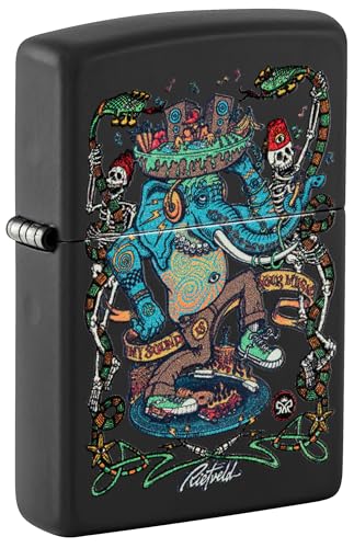 Zippo Sturmfeuerzeug - Rick Rietveld, Black Matte, Black Light - Nachfüllbar - Wiederverwendbar - Windfestes Design - Geschenkbox - Made in USA von Zippo