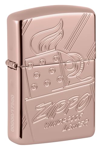 Zippo Sturmfeuerzeug - Script Collectible, Armor Rose Gold, Deep Carve - Nachfüllbar - Wiederverwendbar - Windfestes Design - Geschenkbox - Made in USA von Zippo
