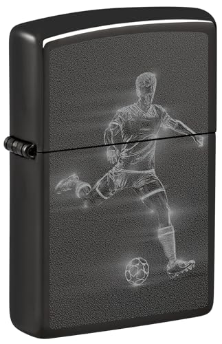 Zippo Sturmfeuerzeug - Soccer Player in Action, High Polish Black, Photo Image - Nachfüllbar - Wiederverwendbar - Windfestes Design - Geschenkbox - Made in USA von Zippo