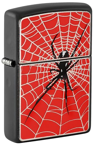 Zippo Sturmfeuerzeug - Spider Web Red, Black Matte, Emblem - Nachfüllbar - Wiederverwendbar - Windfestes Design - Geschenkbox - Made in USA von Zippo