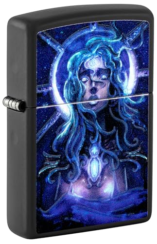 Zippo Sturmfeuerzeug - Star Girl, Black Matte, Black Light - Nachfüllbar - Wiederverwendbar - Windfestes Design - Geschenkbox - Made in USA von Zippo