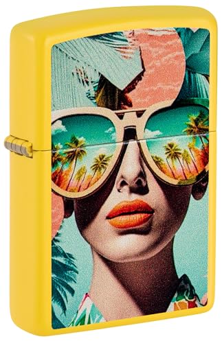 Zippo Sturmfeuerzeug - Tropical Woman Design - Nachfüllbar- Geschenkbox - Metall - Made in USA, Gelb von Zippo