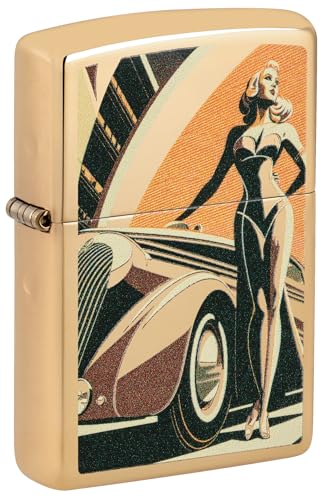 Zippo Sturmfeuerzeug - Vintage Car and Woman Design - Nachfüllbar- Geschenkbox - Metall - Made in USA von Zippo