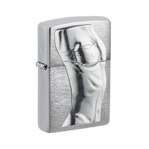 Zippo Sturmfeuerzeug - Women Torso 3D, Brushed Chrome, Emblem Attached - Nachfüllbar - Wiederverwendbar - Windfestes Design - Geschenkbox - Made in USA von Zippo