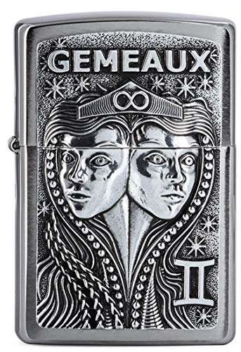 Zippo Sturmfeuerzeug - Zodiac - Gemeaux, Brushed Chrome, Emblem - Nachfüllbar - Wiederverwendbar - Windfestes Design - Geschenkbox - Made in USA Zippo Sturmfeuerzeug - Zodiac - Gemeaux, Brushed Chrome, Emblem - Nachfüllbar - Wiederverwendbar - Windfestes Design - Geschenkbox - Made in USA von Zippo