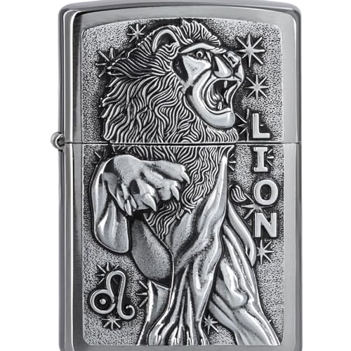 Zippo Sturmfeuerzeug - Zodiac - Lion, Brushed Chrome, Emblem - Nachfüllbar - Wiederverwendbar - Windfestes Design - Geschenkbox - Made in USA Zippo Sturmfeuerzeug - Zodiac - Lion, Brushed Chrome, Emblem - Nachfüllbar - Wiederverwendbar - Windfestes Design - Geschenkbox - Made in USA von Zippo