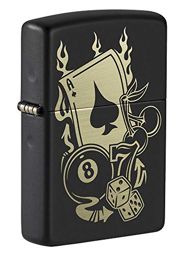 Zippo Taschenfeuerzeug, Gambling Design, Schwarz, matt, Schwarz, One Size von Zippo