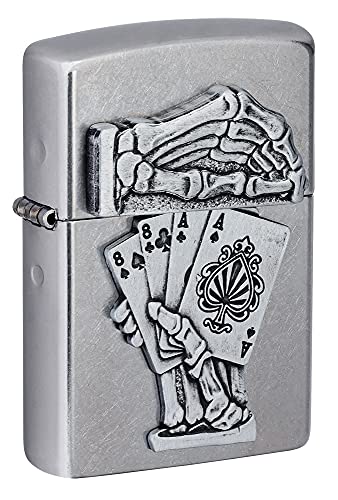 Zippo Taschenfeuerzeug mit Toten-Mans-Handemblem-Design., 49536, Street Chrome Dead Mans Hand Emblem, Einheitsgröße von Zippo