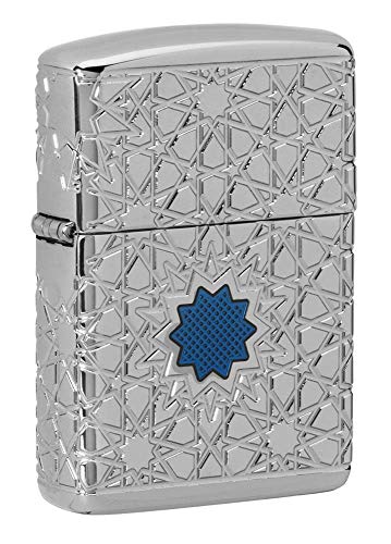 Zippo Taschenfeuerzeug mit arabischem Sternenmuster, hochglanzpoliertes Chrom, 49076, Hochglanzpolierter Chrom-Stern, One Size von Zippo