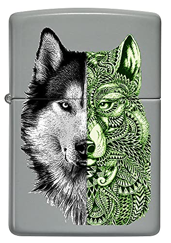 Zippo - Tattoo Wolf, Color Image -Flat Grey - Sturmfeuerzeug, nachfüllbar, in hochwertiger Geschenkbox, 49452-085691, Einheitsgröße von Zippo