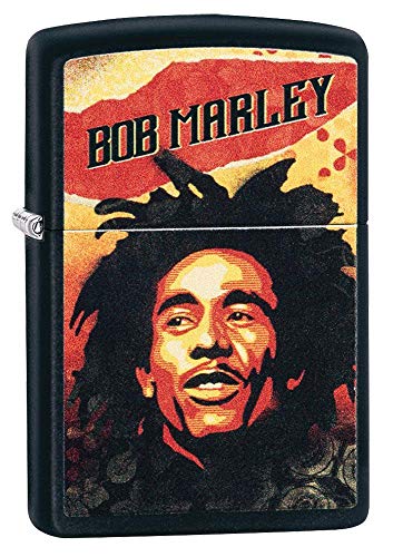 Zippo Unisex-Erwachsene Bob Marley Illustration Black Pocket Lighter Feuerzeug, Schwarz, matt, Einheitsgröße von Zippo