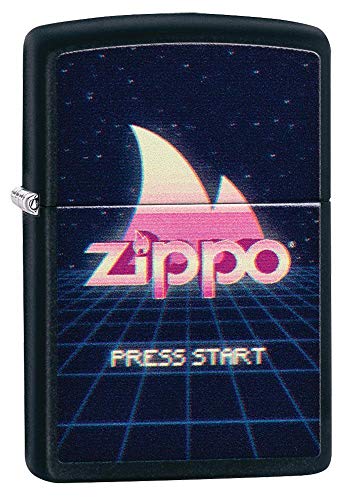 Zippo 49115 Unisex-Erwachsene Gaming Flame Logo Design BlackPocketClassicLighter,Schwarz,Matt,Einheitsgröße von Zippo