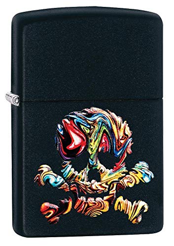 Zippo 49187 Unisex-Erwachsene Textured Multi Color Skull Design Pocket Classic Lighter, Schwarz Matt Strukturierter Totenkopf, Einheitsgröße von Zippo