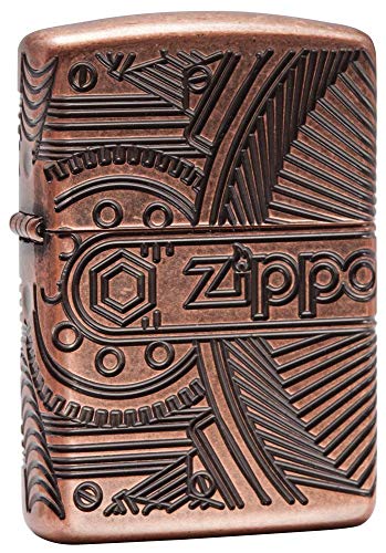 Zippo Unisex Gears Regular Winddicht Leichter, Armor Antik Kupfer, One Size Zippo Unisex Gears Regular Winddicht Leichter, Armor Antik Kupfer, One Size von Zippo