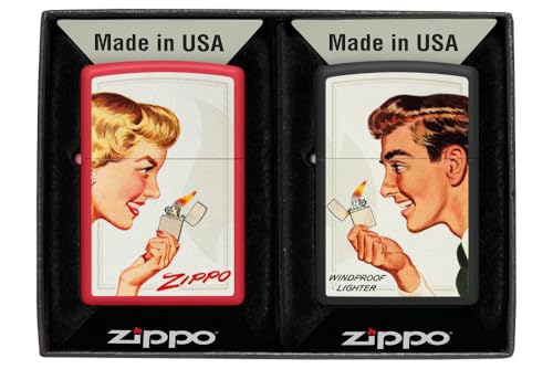 Zippo Vintage Ad Lighter Set Matte Pocket Lighters von Zippo