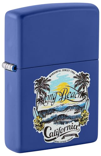 Zippo Windproof Feuerzeug - Long Beach Design Königsblau matt - Nachfüllbar für lebenslange Verwendung - Geschenkbox - Metallkonstruktion - Made in USA von Zippo